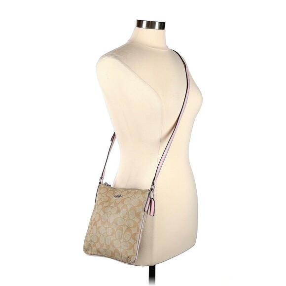 COACH Light Khaki Petal Signature Canvas Messenger Crossbody Bag - Picture 2 of 14